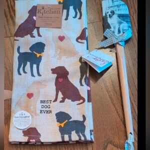 Dog-Themed Kitchen Towel and Spatula Set NWT